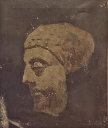 Painting titled "Buddha's Head" by Ru Sheng Han, Original Artwork, Pigments Mounted on Wood Stretcher frame