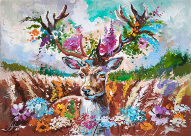 绘画 标题为“Majestic Deer with…” 由Annet Loginova, 原创艺术品, 油