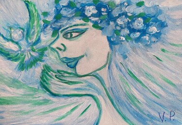 Painting titled "Girl's Dreams" by Valeria Pogliani (V.P.), Original Artwork, Acrylic