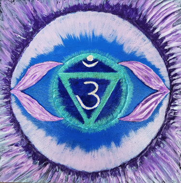 Картина под названием "Ajna Chakra in Indi…" - Наталья Поповцева, Подлинное произведение искусства, Акрил