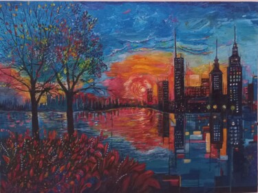 "Twilight Cityscape:…" başlıklı Tablo Алёна Ермолина tarafından, Orijinal sanat, Akrilik
