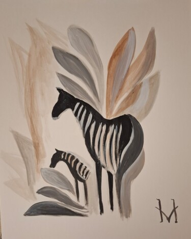 Drawing titled "African zebras" by Nadya Vi, Original Artwork, Acrylic