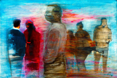 Digital Arts titled "Rush Houir III" by Peter Stahr, Original Artwork, 2D Digital Work Mounted on Wood Stretcher frame