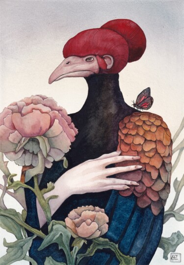 Картина под названием "I Thought I was Hum…" - Lisa Lennon, Подлинное произведение искусства, Акварель