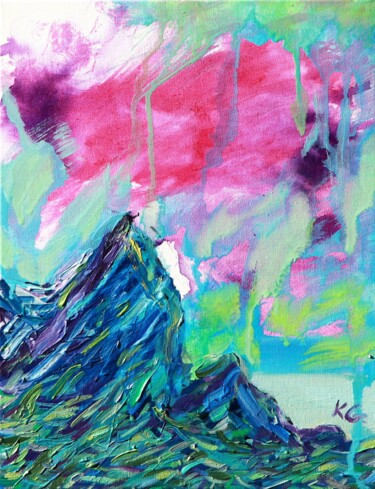 Painting titled "The shores of the B…" by Gábor Kentelki, Original Artwork, Oil Mounted on Wood Stretcher frame