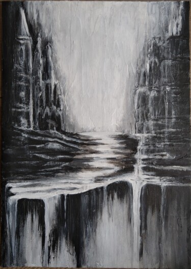 Malerei mit dem Titel "Abandoned City or L…" von Valentina Ritorova, Original-Kunstwerk, Acryl