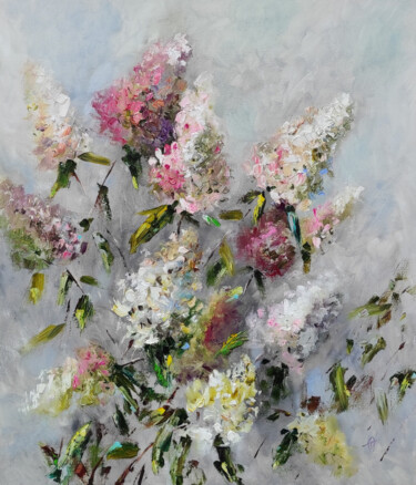 Peinture intitulée "Hydrangea. Original…" par Olga Ponomarenko, Œuvre d'art originale, Huile Monté sur Châssis en bois