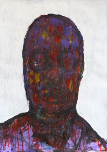 Painting titled "Purple portrait" by Mark Barrable, Original Artwork, Oil