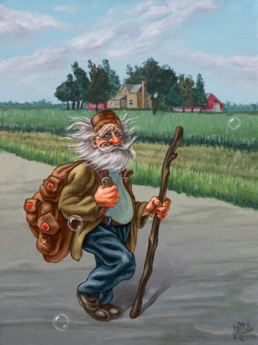 Painting titled "The Huron Wanderer.…" by Victor Molev, Original Artwork, Oil Mounted on Wood Stretcher frame