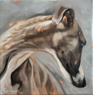 "Whippet" başlıklı Tablo Lena Med tarafından, Orijinal sanat, Petrol Ahşap panel üzerine monte edilmiş