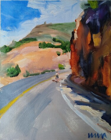 Painting titled "Road up" by Irina Ilina, Original Artwork, Oil Mounted on Other rigid panel