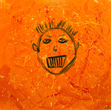 Schilderij getiteld "Orange son" door Alexey Komarnitskiy, Origineel Kunstwerk, Olie Gemonteerd op Houten paneel