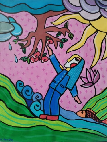 Painting titled "Le fruit du chemin" by Annabelle Vanaker, Original Artwork, Acrylic