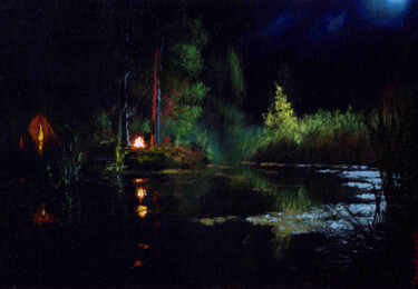 "MOON NIGHT" başlıklı Tablo Victor Arseni tarafından, Orijinal sanat, Akrilik Karton üzerine monte edilmiş