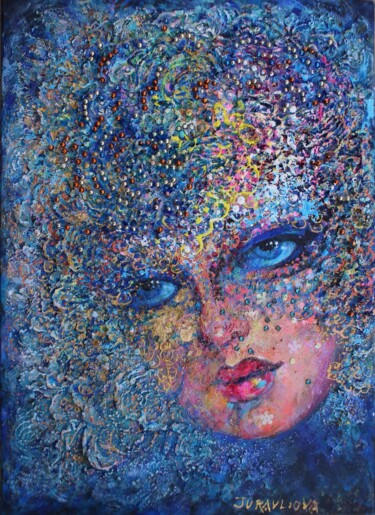 Schilderij getiteld ""Venise"" door Liubov Juravliova, Origineel Kunstwerk, Acryl Gemonteerd op Frame voor houten brancard