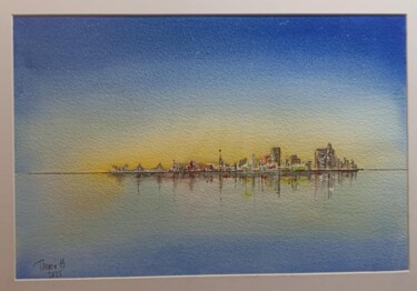 Schilderij getiteld "Imagine New York ve…" door Stephane Theron, Origineel Kunstwerk, Aquarel Gemonteerd op Andere stijve pa…