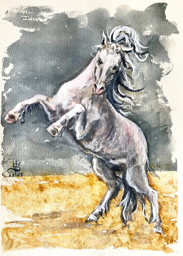 Painting titled "White Flame" by Vladimir Shir, Original Artwork, Watercolor