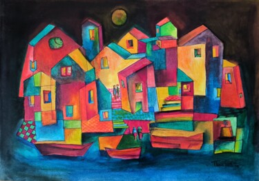 绘画 标题为“Sotto il chiaro di…” 由Thia Path, 原创艺术品, 铅笔