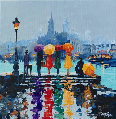 Painting titled "Bright Reflections…" by Irina Kuprijanova, Original Artwork, Acrylic Mounted on Wood Stretcher frame