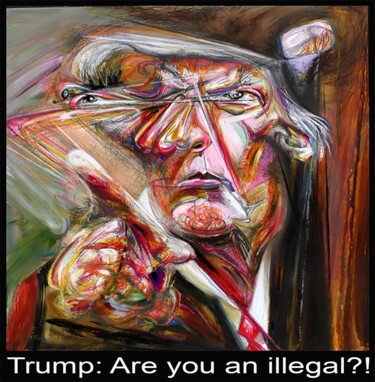 Malerei mit dem Titel ",,ARE YOU AN ILLEGA…" von Yo-Ma-Yo, Original-Kunstwerk, Öl