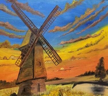 "Sunset Windmill – O…" başlıklı Tablo Arstar tarafından, Orijinal sanat, Petrol
