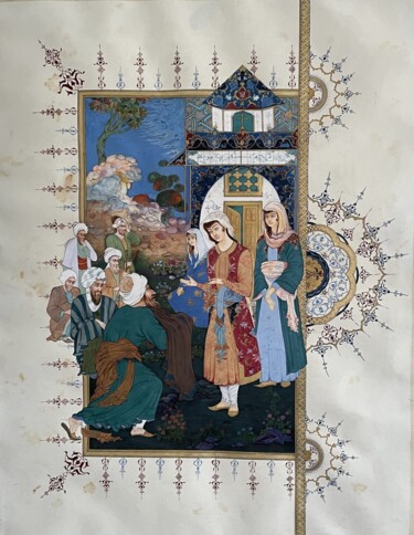 Pintura titulada "The Sheikh and the…" por Shahrzad Momenzadeh, Obra de arte original, Gouache