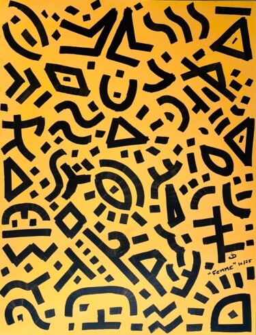 Malerei mit dem Titel ""FEMME"" von Davys Jeune, Original-Kunstwerk, Acryl Auf Plexiglas montiert