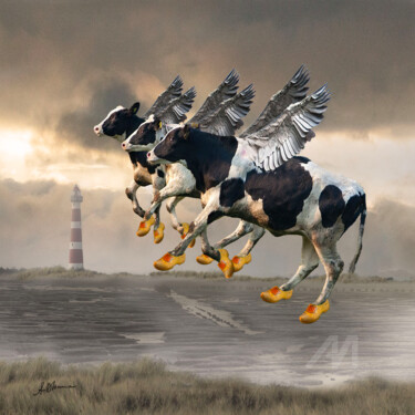 Digital Arts titled "Low Tide in the Dut…" by Anneke Bloema, Original Artwork, Digital Photography Mounted on Aluminium