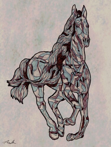 Painting titled "Horse Black 02" by Arik Tal-Or, Original Artwork, Marker