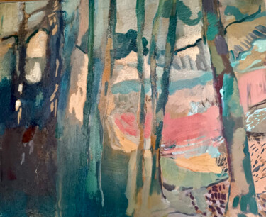 Painting titled "Le Bois de Briançon" by Emmanuelle Tenailleau, Original Artwork, Acrylic Mounted on Wood Stretcher frame