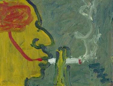 Schilderij getiteld "Smoking" door Zuo S-Z, Origineel Kunstwerk, Olie