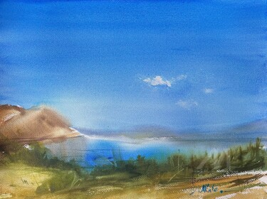 Painting titled "Sevan lake - waterc…" by Mkate, Original Artwork, Watercolor