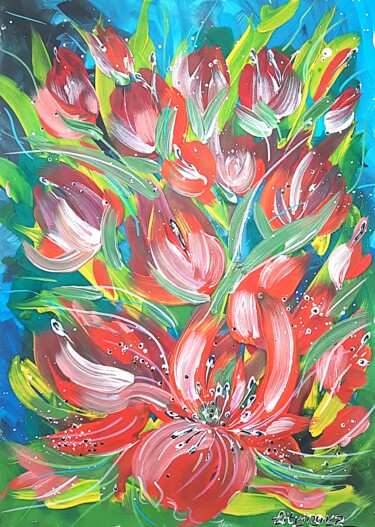 "Тюльпаны гуашью-вес…" başlıklı Tablo Наталья Литвинова tarafından, Orijinal sanat, Guaş boya