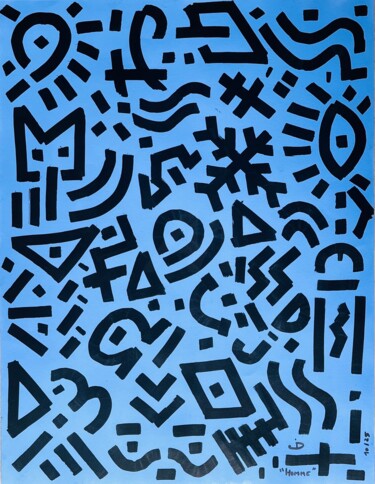 Malerei mit dem Titel "" HOMME "" von Davys Jeune, Original-Kunstwerk, Acryl Auf Holzplatte montiert