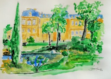 Schilderij getiteld "Ler square du Templ…" door Franck Jamart, Origineel Kunstwerk, Aquarel