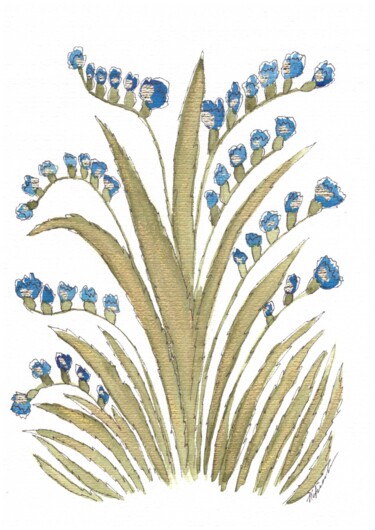 Peinture intitulée "Blue freesia" par Olha Yevtukhova, Œuvre d'art originale, Aquarelle