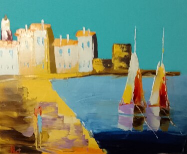 Schilderij getiteld "La ponche Saint Tro…" door Nat, Origineel Kunstwerk, Olie