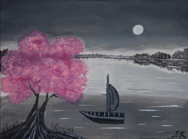 绘画 标题为“THE ENCHANTED PINK…” 由Evgenia Karani, 原创艺术品, 丙烯 安装在木质担架架上