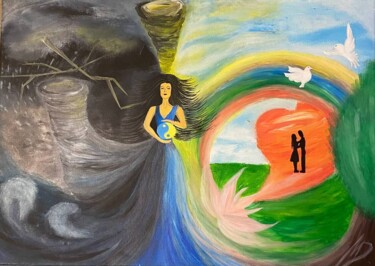 Картина под названием "Transformation von…" - Мaryna Dudina, Подлинное произведение искусства, Акрил Установлен на Деревянна…