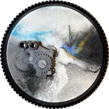 "Il nido n. 10" başlıklı Heykel Milena Nicosia tarafından, Orijinal sanat, Metaller Ahşap panel üzerine monte edilmiş