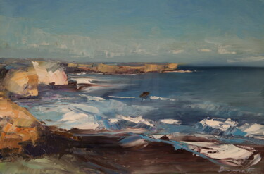 ""Coastal Serenity"" başlıklı Tablo Elena I Gennady Vylusk (Goshiki) tarafından, Orijinal sanat, Petrol