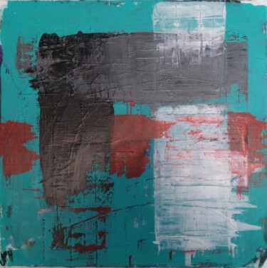 Ζωγραφική με τίτλο "turquoise" από Jean-Philippe Harant, Αυθεντικά έργα τέχνης, Ακρυλικό Τοποθετήθηκε στο Ξύλινο φορείο σκελ…