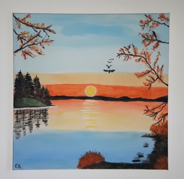 绘画 标题为“QUIET FLAME” 由Evgenia Karani, 原创艺术品, 丙烯 安装在木质担架架上