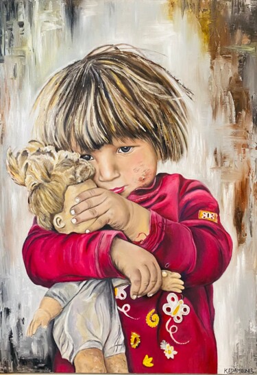 Malerei mit dem Titel "I See Humans but No…" von Kadambini Choubey, Original-Kunstwerk, Öl Auf Keilrahmen aus Holz montiert