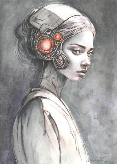 Zeichnungen mit dem Titel "Glow in the street…" von Maurizio Puglisi, Original-Kunstwerk, Tinte