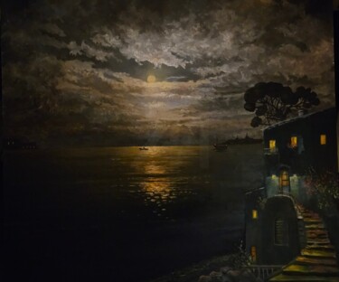 Peinture intitulée "Turquoise house nea…" par Arkadi Sevumyan, Œuvre d'art originale, Huile