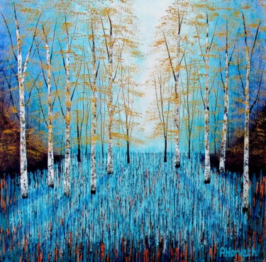Peinture intitulée "Silver Birch Wood" par Amanda Horvath, Œuvre d'art originale, Acrylique Monté sur Châssis en bois