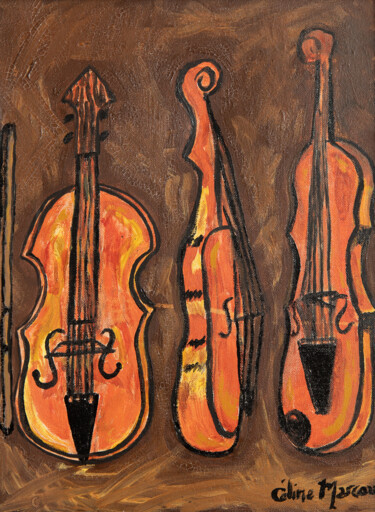 Картина под названием "Les Violons" - Céline Marcoux, Подлинное произведение искусства, Акрил