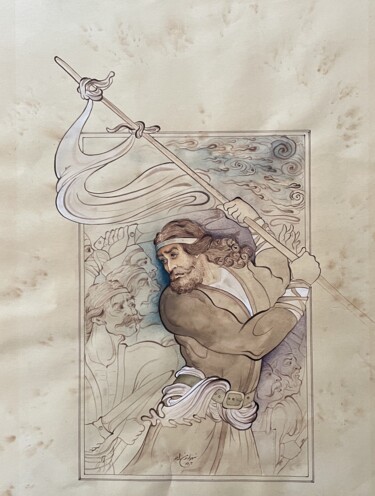 Pintura titulada "Uprising of Kaveh (…" por Shahrzad Momenzadeh, Obra de arte original, Tinta
