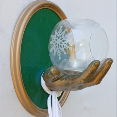 Skulptur mit dem Titel "Candle in the Silen…" von Laurentiu Ilina, Original-Kunstwerk, Giesserei Auf Holzplatte montiert